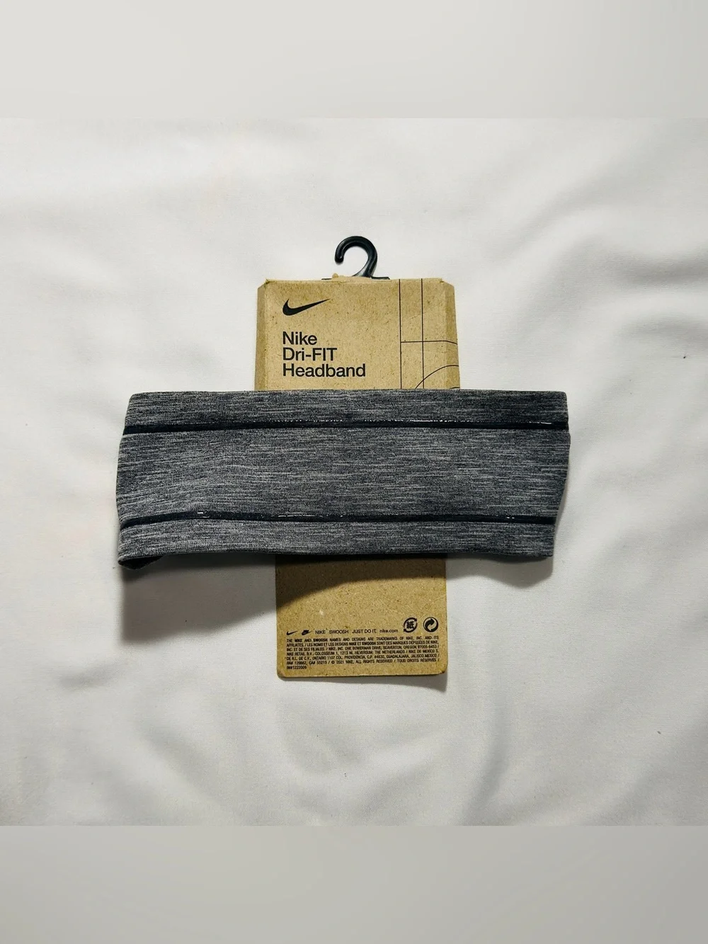 Nike Heather Gray Dri-FIT Headband with Black Swoosh